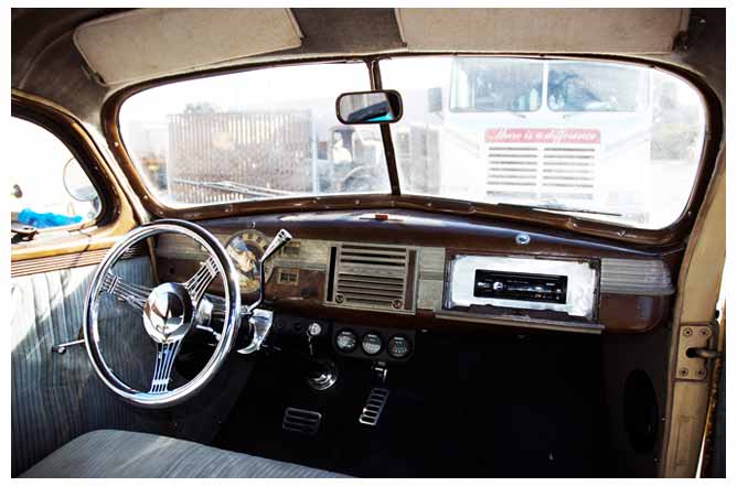 Another look at the dashboard and steering wheel of the Dodge.
