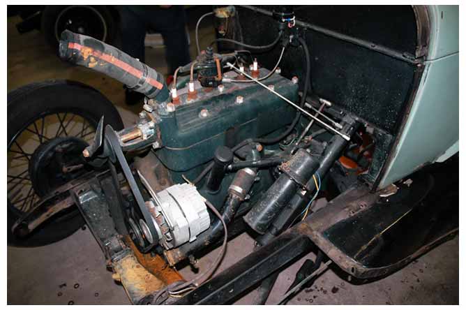 The original engine in the car.